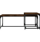 VidaXL Salontafels 2 st bewerkt hout gerookt eikenkleurig