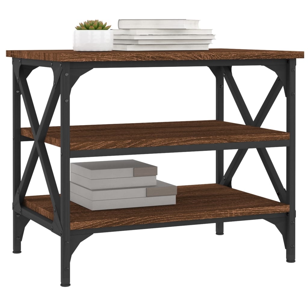 VidaXL Bijzettafel 55x38x45 cm bewerkt hout bruin eikenkleur