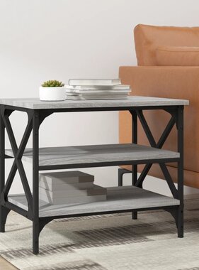 VidaXL Bijzettafel 55x38x45 cm bewerkt hout grijs sonoma eikenkleurig