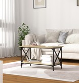 VidaXL Salontafel 80x45x45 cm bewerkt hout en ijzer sonoma eikenkleur