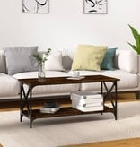 VidaXL Salontafel 100x45x45 cm bewerkt hout en ijzer gerookt eiken