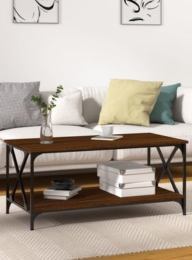 VidaXL Salontafel 100x50x45 cm bewerkt hout en ijzer bruineikenkleur