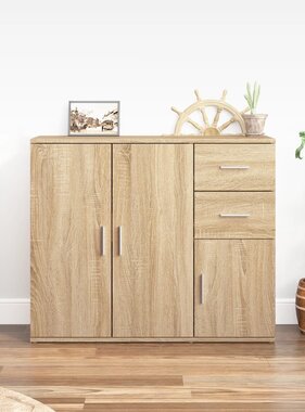 VidaXL Dressoir 91x29,5x75 cm bewerkt hout sonoma eikenkleurig