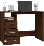 VidaXL Bureau met lades 102x50x76 cm bewerkt hout bruin eikenkleur