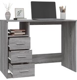 VidaXL Bureau met lades 102x50x76 cm bewerkt hout grijs sonoma eiken