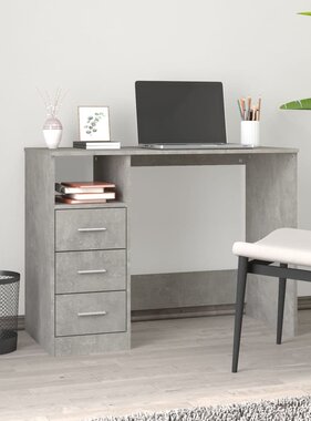 VidaXL Bureau met lades 102x50x76 cm bewerkt hout betongrijs