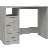 VidaXL Bureau met lades 102x50x76 cm bewerkt hout betongrijs