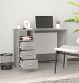VidaXL Bureau met lades 102x50x76 cm bewerkt hout betongrijs