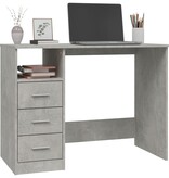 VidaXL Bureau met lades 102x50x76 cm bewerkt hout betongrijs