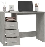 VidaXL Bureau met lades 102x50x76 cm bewerkt hout betongrijs