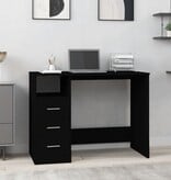 VidaXL Bureau met lades 102x50x76 cm bewerkt hout zwart