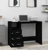 VidaXL Bureau met lades 102x50x76 cm bewerkt hout zwart