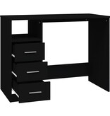 VidaXL Bureau met lades 102x50x76 cm bewerkt hout zwart