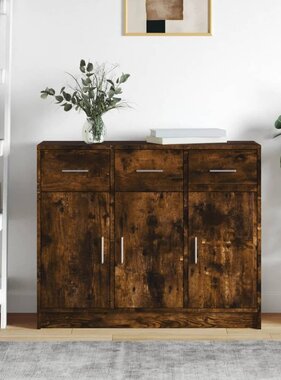 VidaXL Dressoir 91x28x75 cm bewerkt hout gerookt eikenkleurig