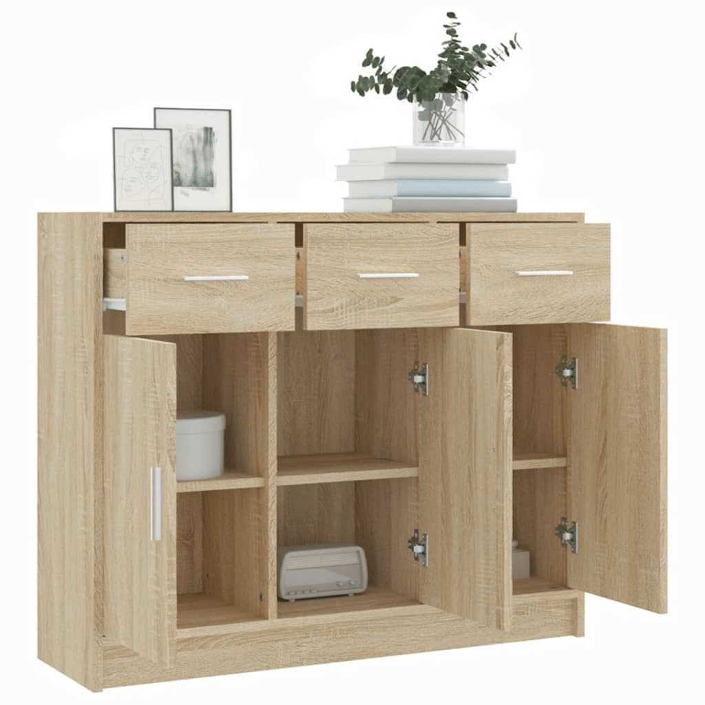 VidaXL Dressoir 91x28x75 cm bewerkt hout sonoma eikenkleurig