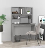 VidaXL Bureau met schappen 102x45x148 cm bewerkt hout grijs sonoma
