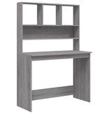 VidaXL Bureau met schappen 102x45x148 cm bewerkt hout grijs sonoma