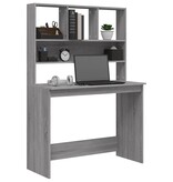 VidaXL Bureau met schappen 102x45x148 cm bewerkt hout grijs sonoma