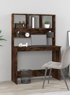 VidaXL Bureau met schappen 102x45x148 cm bewerkt hout gerookt eiken