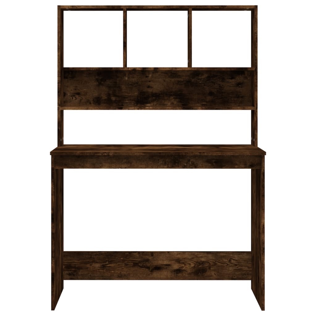 VidaXL Bureau met schappen 102x45x148 cm bewerkt hout gerookt eiken