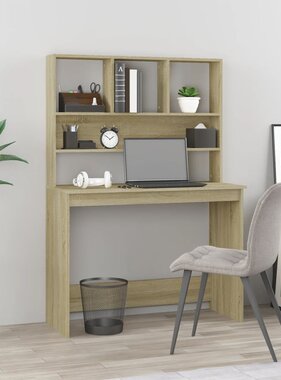VidaXL Bureau met schappen 102x45x148 bewerkt hout sonoma eikenkleur