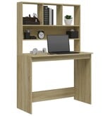 VidaXL Bureau met schappen 102x45x148 bewerkt hout sonoma eikenkleur