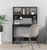 VidaXL Bureau met schappen 102x45x148 cm bewerkt hout zwart