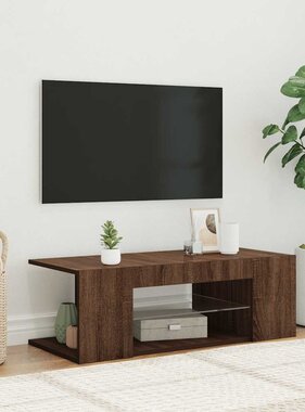 VidaXL Tv-meubel met LED-verlichting 90x39x30 cm bruin eikenkleur