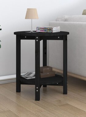 VidaXL Salontafel Ø 55x60 cm massief grenenhout zwart