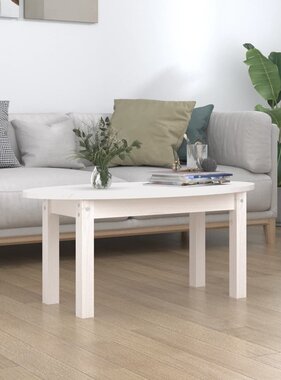 VidaXL Salontafel 80x40x35 cm massief grenenhout wit