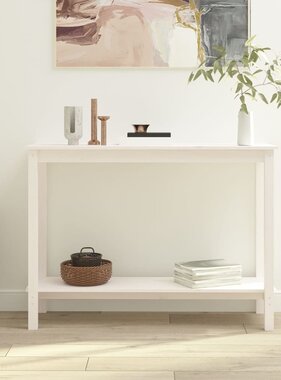 VidaXL Wandtafel 110x40x80 cm massief grenenhout wit
