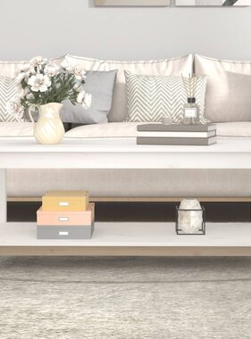 VidaXL Salontafel 110x55x45 cm massief grenenhout wit