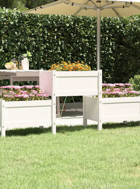 VidaXL Plantenbak 178,5x44x75 cm massief grenenhout wit