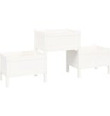 VidaXL Plantenbak 178,5x44x75 cm massief grenenhout wit