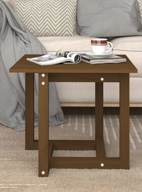 VidaXL Salontafel 50x50x45 cm massief grenenhout honingbruin