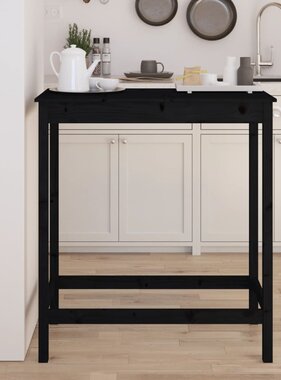 VidaXL Bartafel 100x50x110 cm massief grenenhout zwart