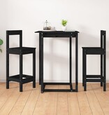 VidaXL Barstoelen 2 st 40x41,5x112 cm massief grenenhout zwart