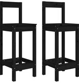 VidaXL Barstoelen 2 st 40x41,5x112 cm massief grenenhout zwart