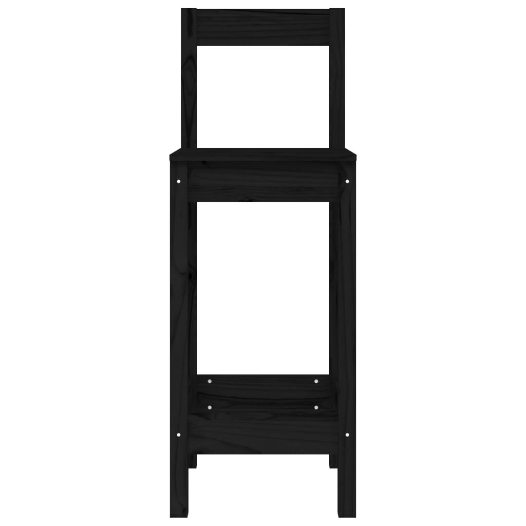 VidaXL Barstoelen 2 st 40x41,5x112 cm massief grenenhout zwart