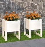 VidaXL Plantenbakken 2 st 40x40x52,5 cm massief grenenhout wit
