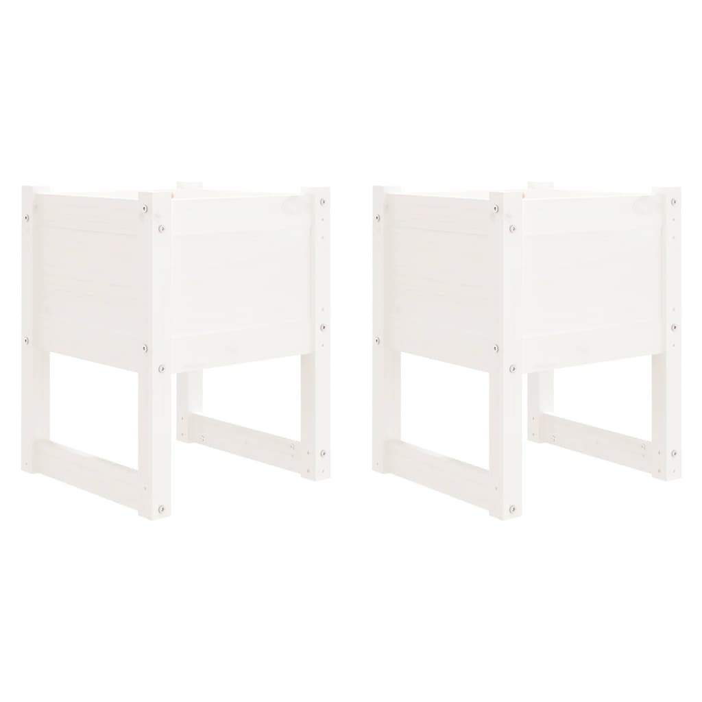 VidaXL Plantenbakken 2 st 40x40x52,5 cm massief grenenhout wit