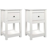 VidaXL Nachtkastjes 2 st 40x35x61,5 cm massief grenenhout wit