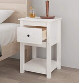 VidaXL Nachtkastjes 2 st 40x35x61,5 cm massief grenenhout wit