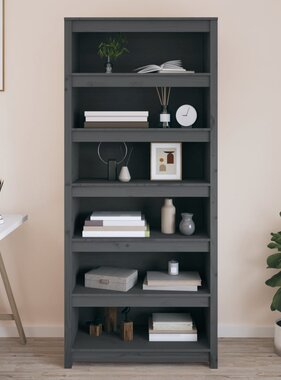 VidaXL Boekenkast 80x35x183 cm massief grenenhout grijs