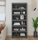 VidaXL Boekenkast 80x35x183 cm massief grenenhout grijs