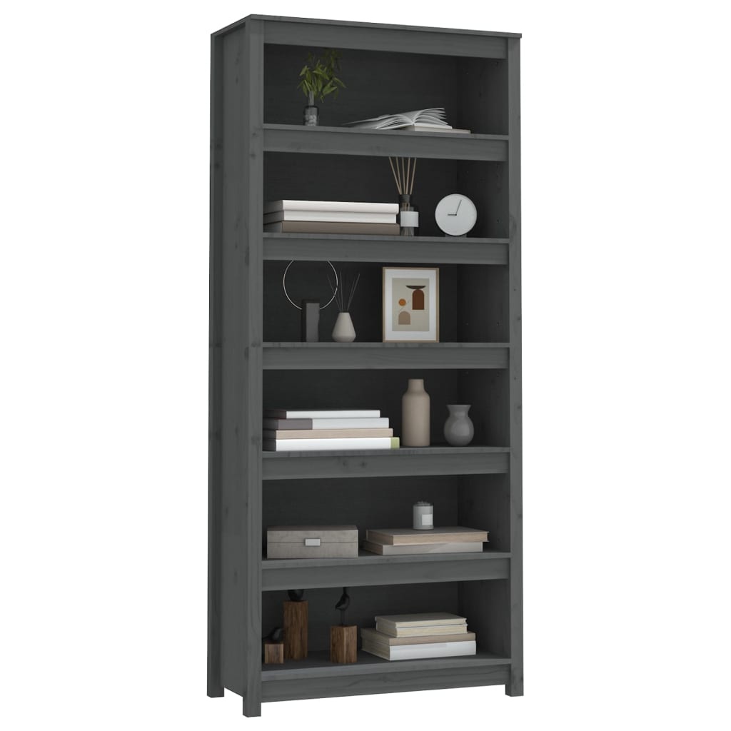 VidaXL Boekenkast 80x35x183 cm massief grenenhout grijs