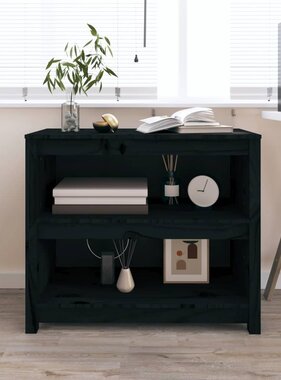 VidaXL Boekenkast 80x35x68 cm massief grenenhout zwart