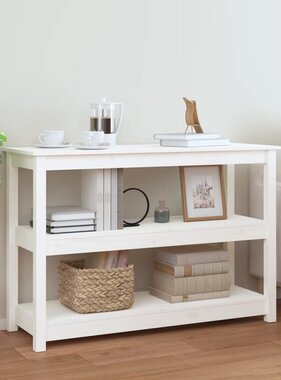 VidaXL Wandtafel 110x40x74 cm massief grenenhout wit