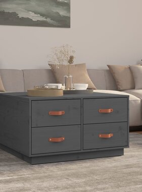 VidaXL Salontafel 80x80x45 cm massief grenenhout grijs