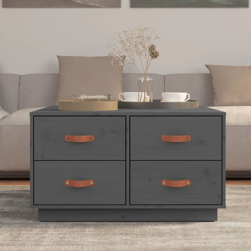 VidaXL Salontafel 80x80x45 cm massief grenenhout grijs